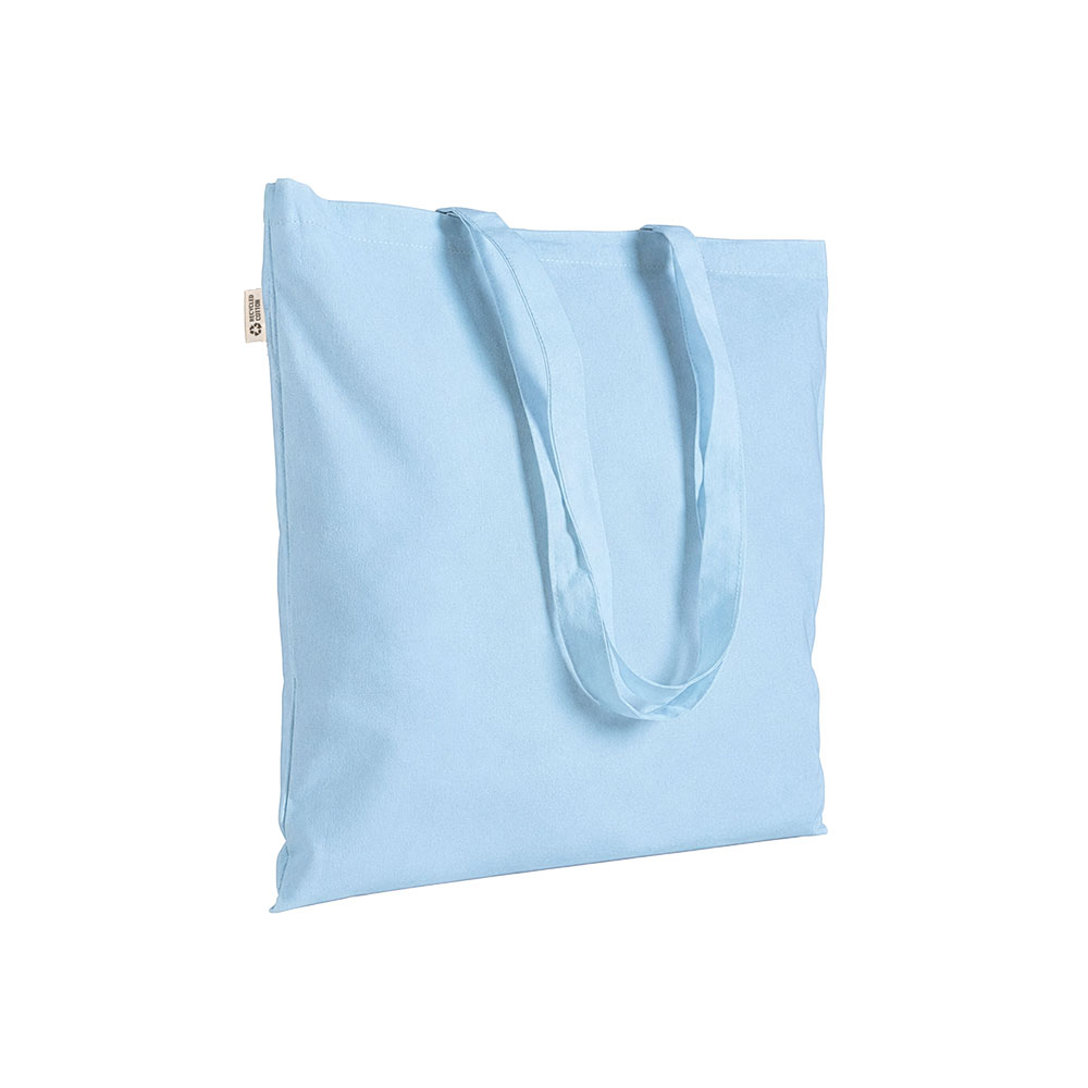 Borsa shopper a tinta unita in cotone riciclato da 140 g/m2. È certificata GRS