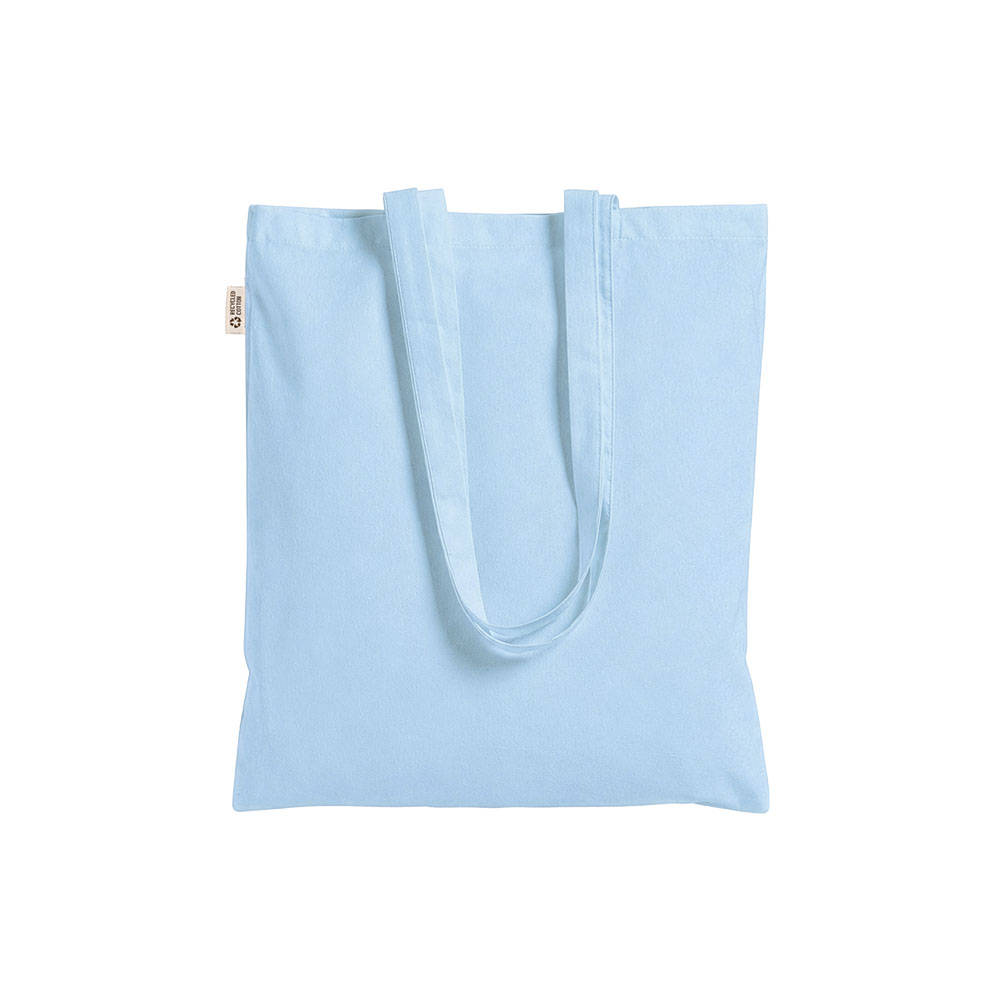 Borsa shopper a tinta unita in cotone riciclato da 140 g/m2. È certificata GRS