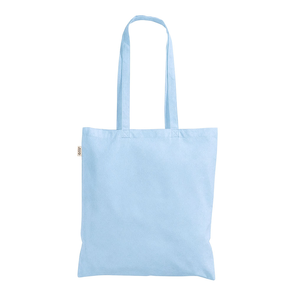 Borsa shopper a tinta unita in cotone riciclato da 140 g/m2. È certificata GRS