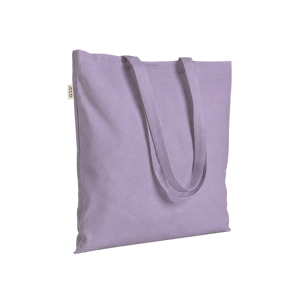 Borsa shopper a tinta unita in cotone riciclato da 140 g/m2. È certificata GRS