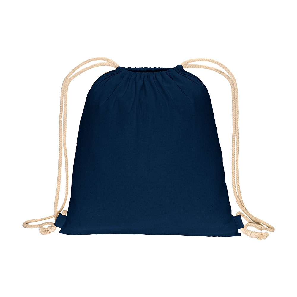 Zainetto in cotone 180 g/m2, con chiusura a strozzo