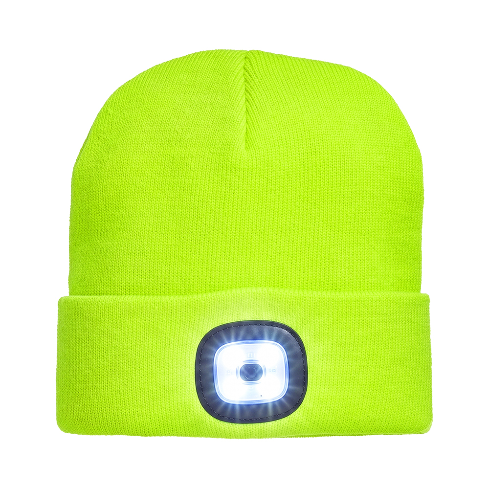 Cappellino in maglia 100% acrilico pesante con luce LED removibile e ricaricabile USB