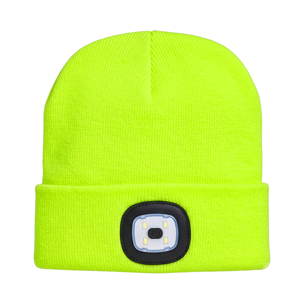Cappellino in maglia 100% acrilico pesante con luce LED removibile e ricaricabile USB