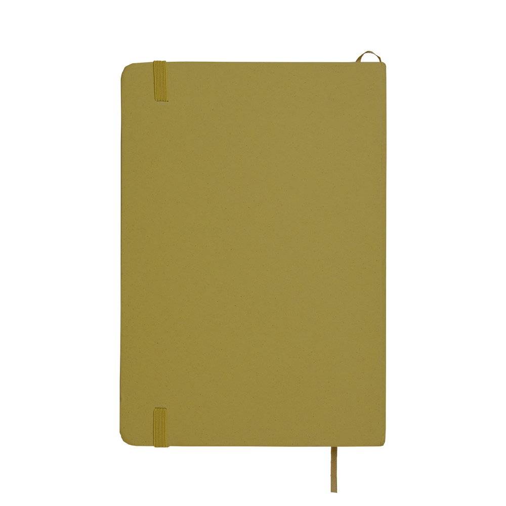 Quaderno con copertina realizzata con i residui di frutta ed elastico di chiusura
