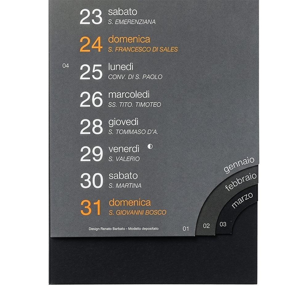 Calendario 2027 da parete mensile in cartoncino nero da 300 g/m2