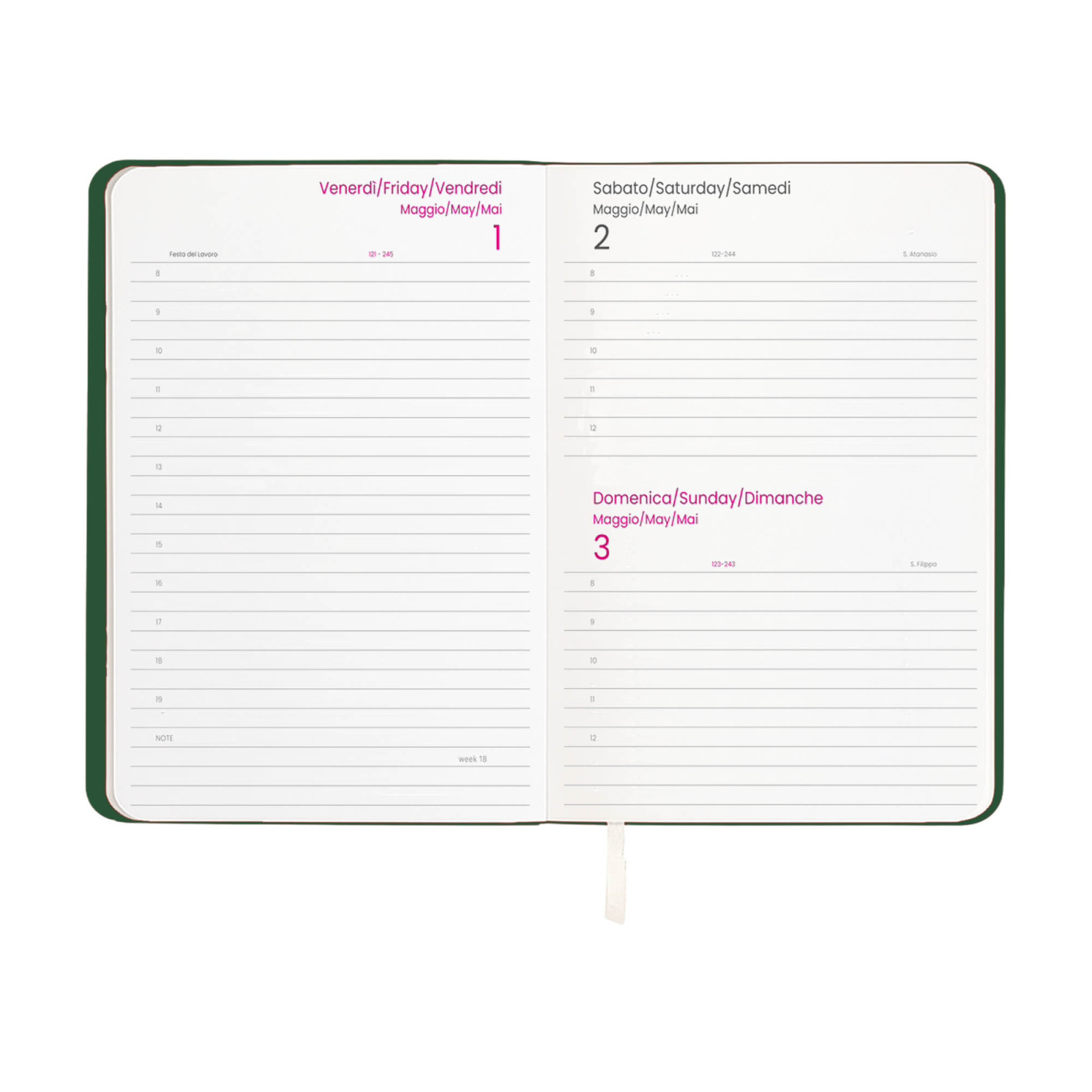 Agenda giornaliera 2027 con copertina flessibile in PU termovirante