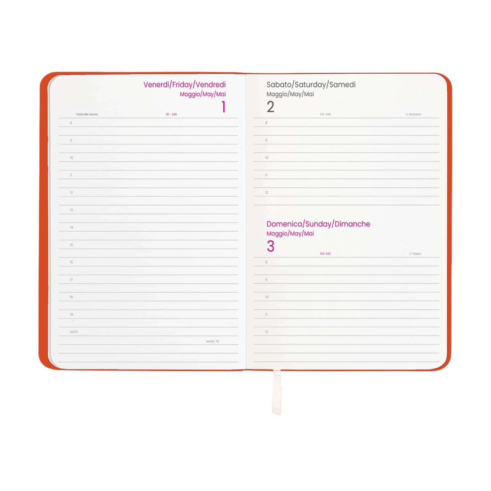 Agenda giornaliera 2027 con copertina flessibile in PU termovirante
