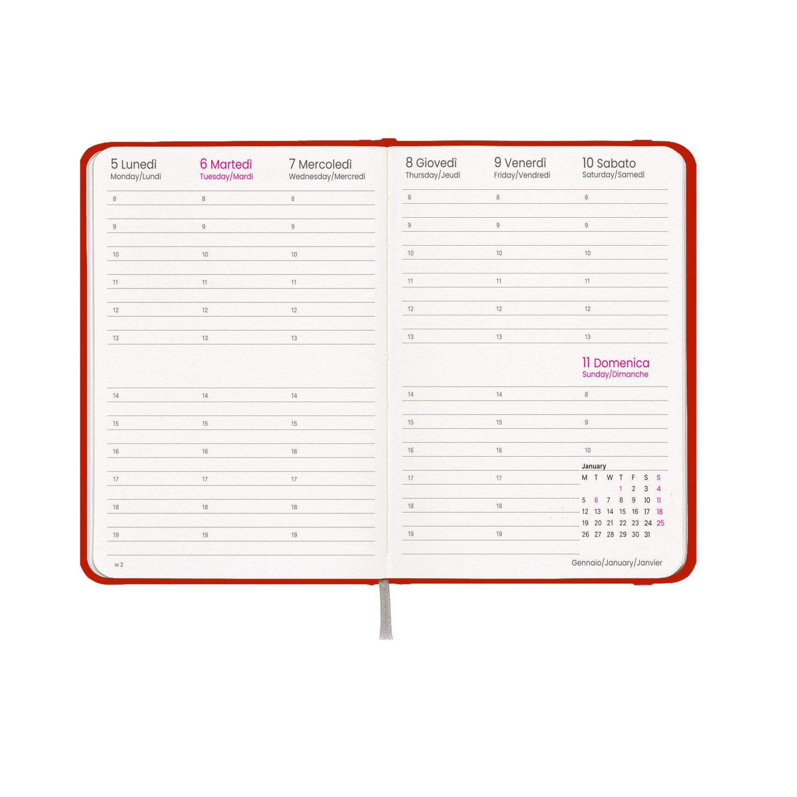 Agenda settimanale 2027, copertina rigida in cartoncino laminato