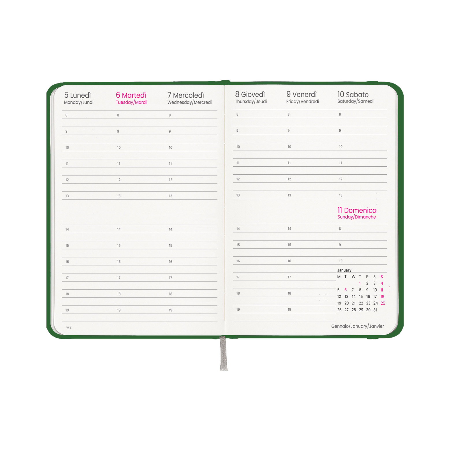 Agenda settimanale 2027, copertina rigida in cartoncino laminato