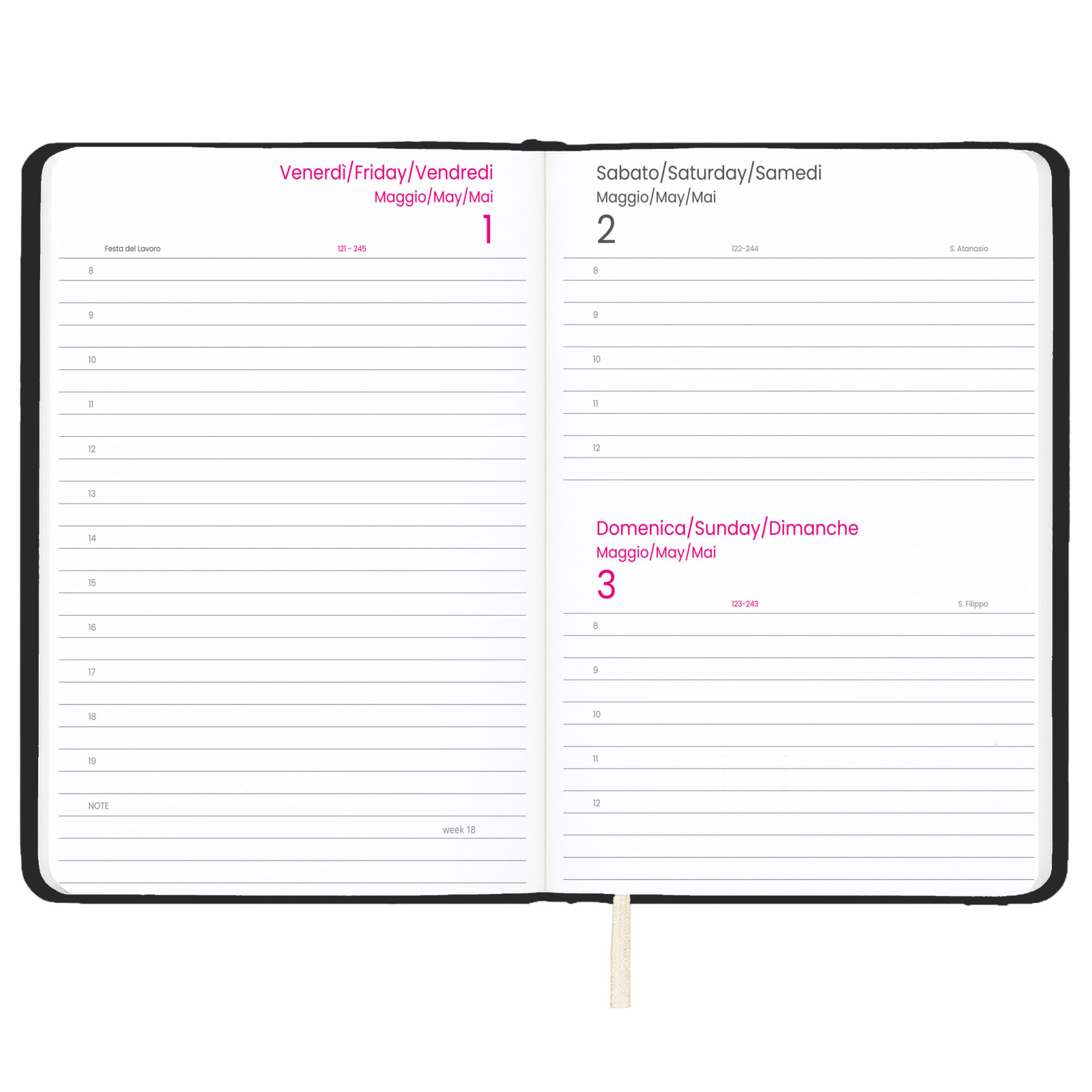 Agenda giornaliera 2027 con copertina rigida in PU