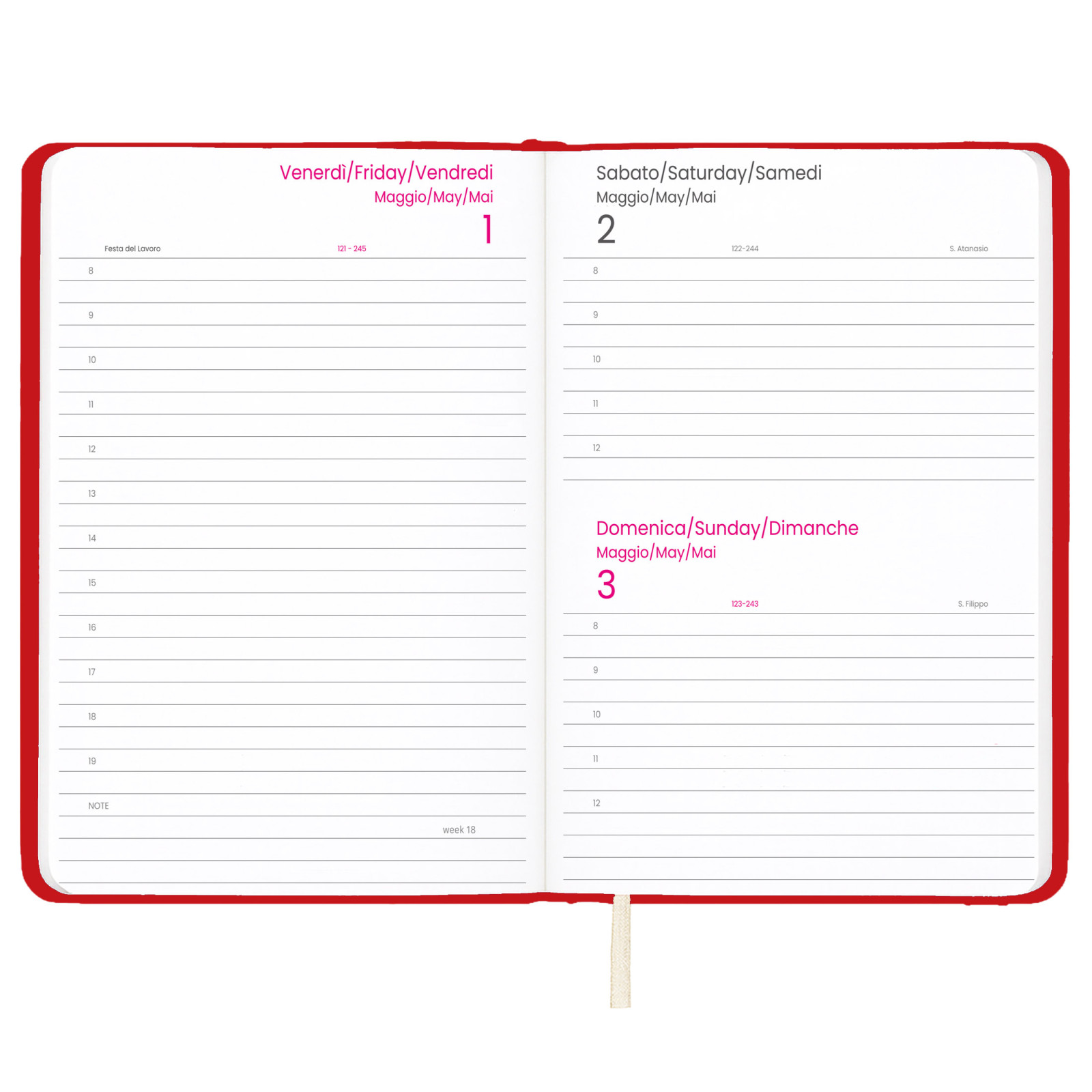 Agenda giornaliera 2027 con copertina rigida in PU