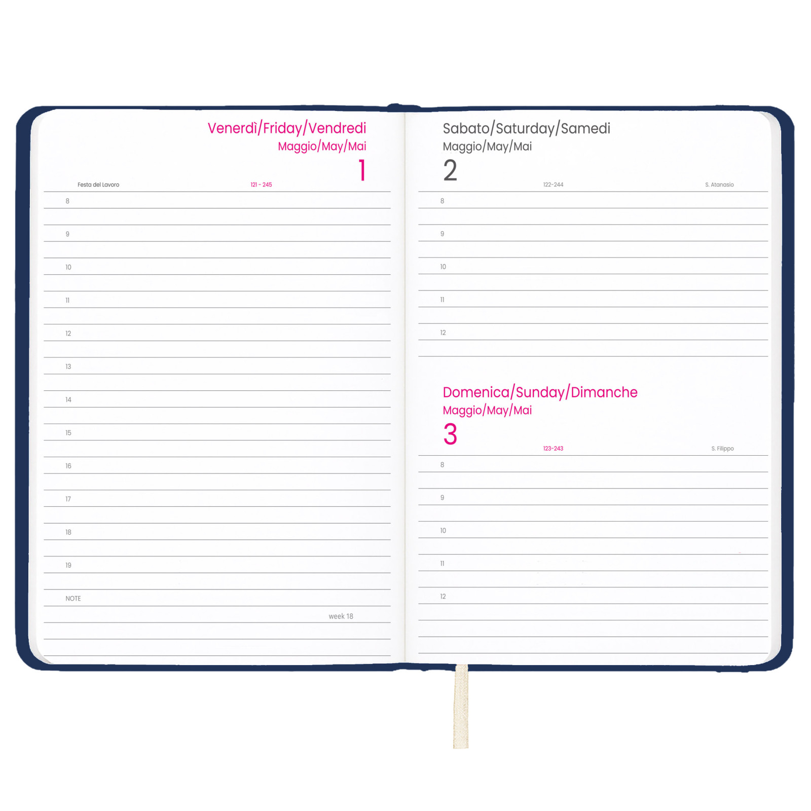Agenda giornaliera 2027 con copertina rigida in PU
