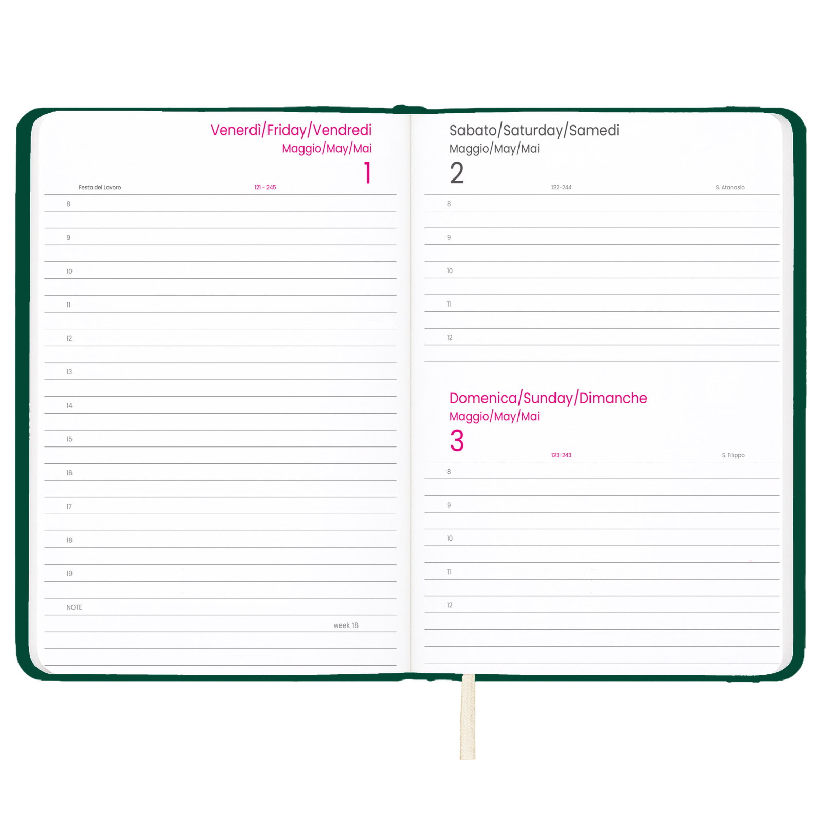 Agenda giornaliera 2027 con copertina rigida in PU