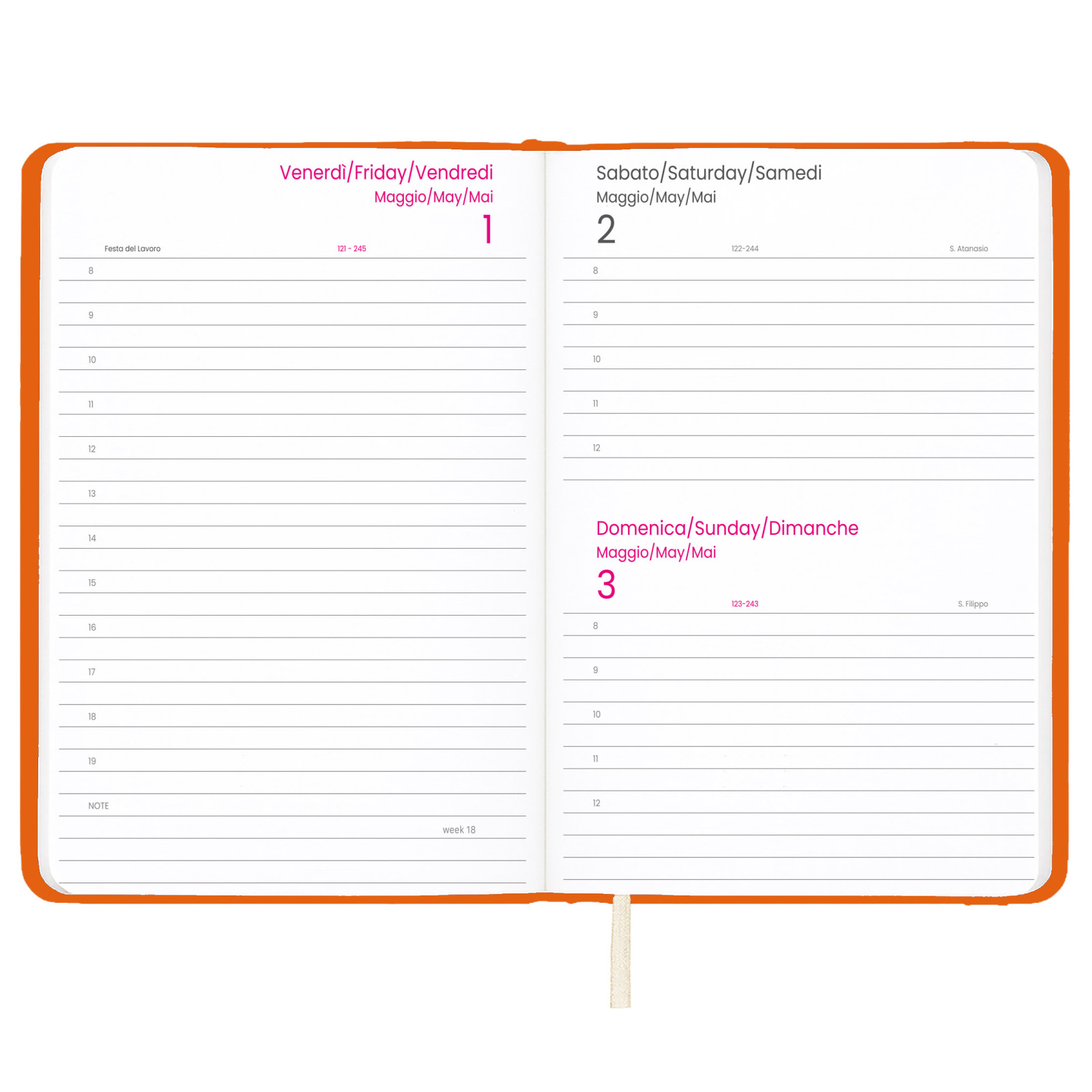 Agenda giornaliera 2027 con copertina rigida in PU