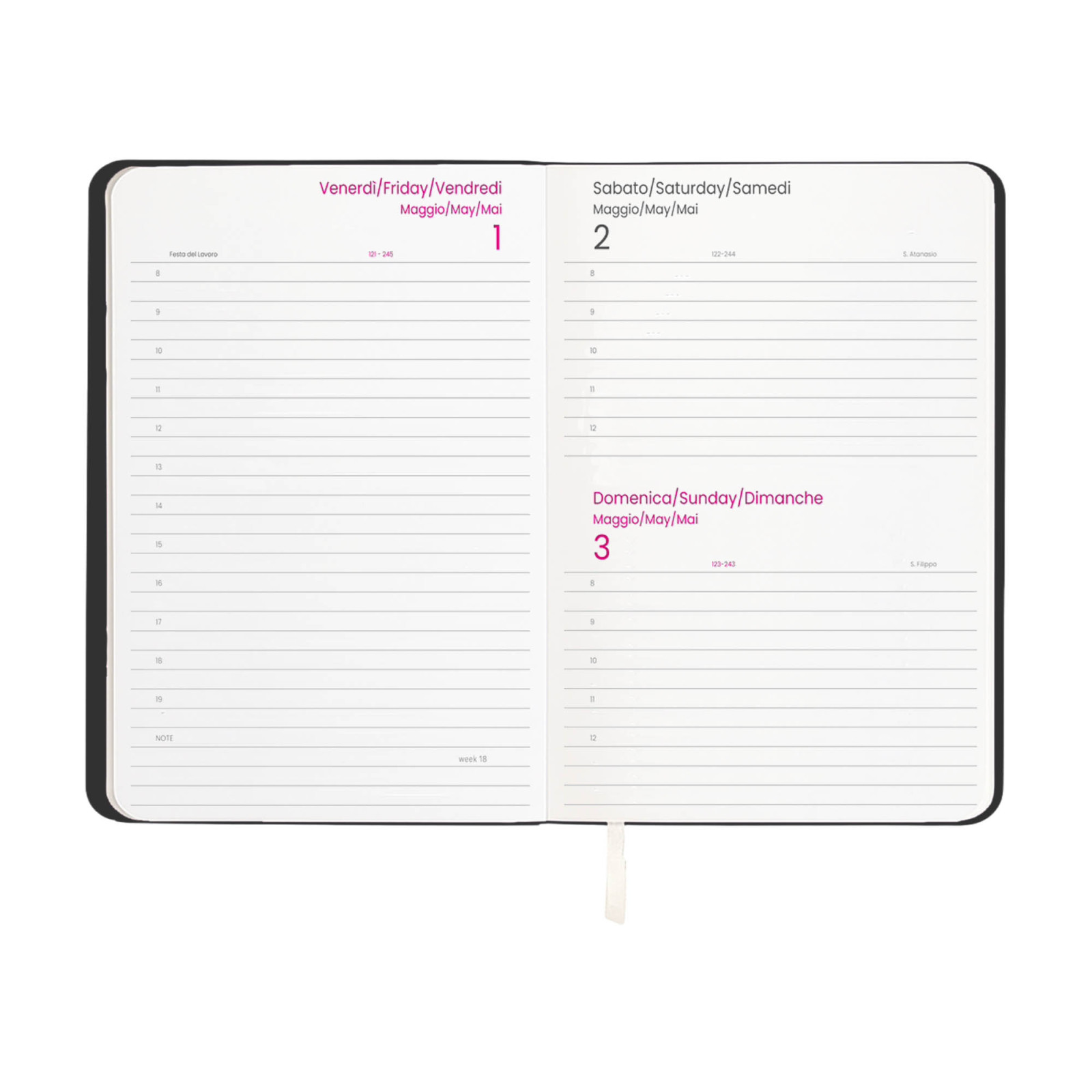 Agenda giornaliera 2027 con copertina flessibile in PU termovirante