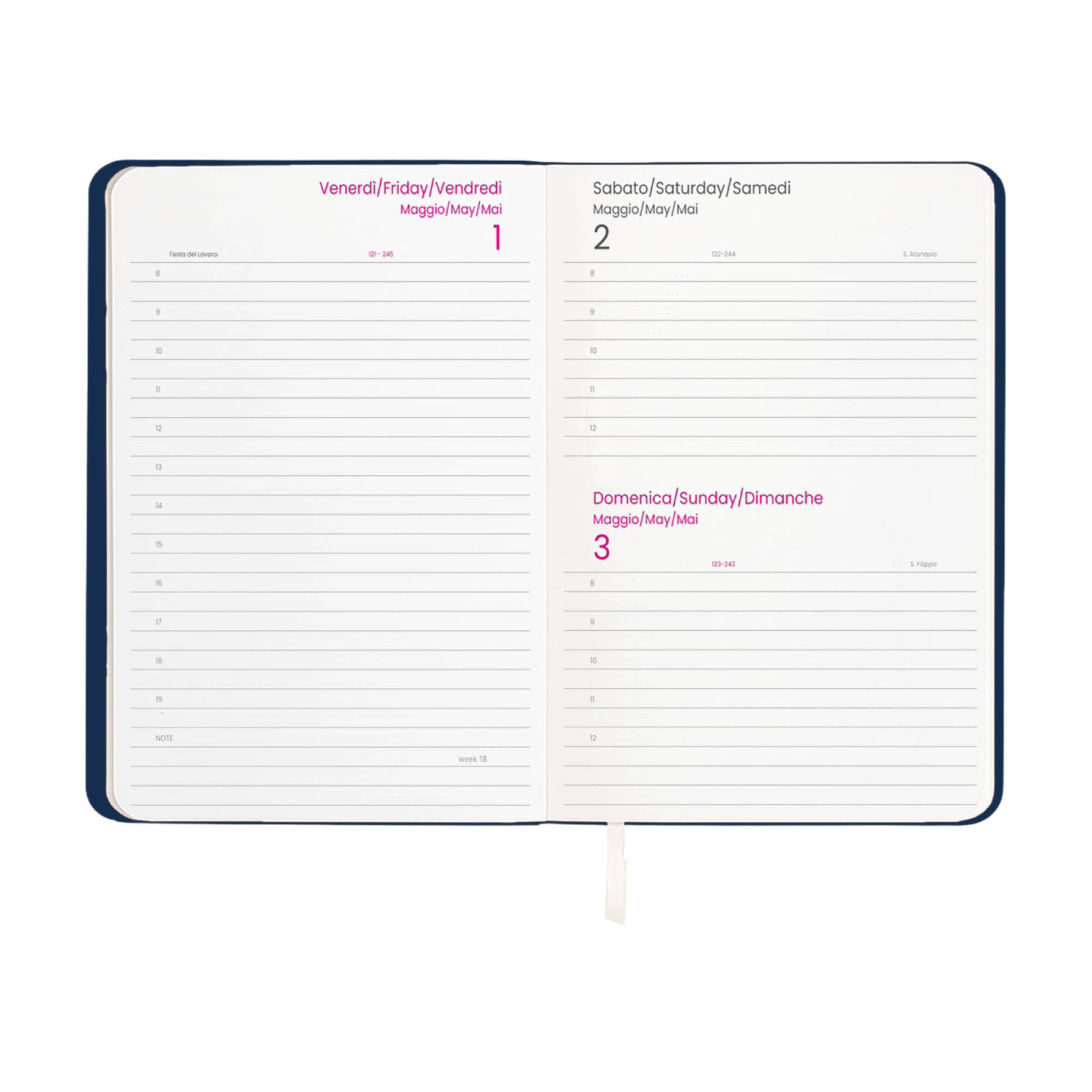 Agenda giornaliera 2027 con copertina flessibile in PU termovirante