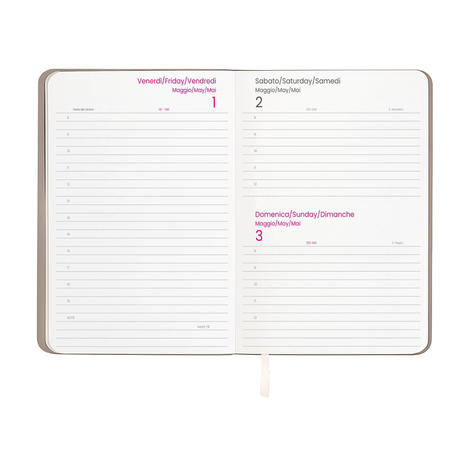 Agenda giornaliera 2027 con copertina flessibile in PU termovirante