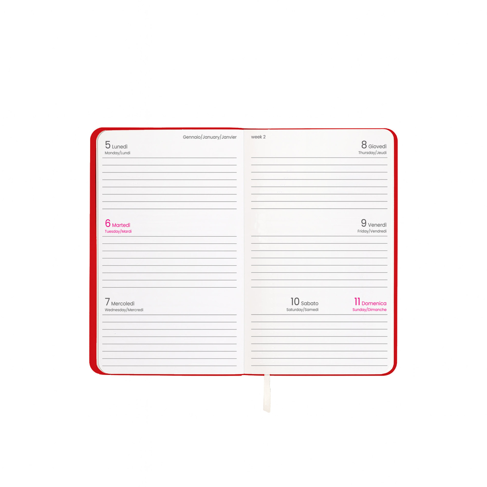 Agenda tascabile settimanale 2027 con copertina flessibile in PU termovirante