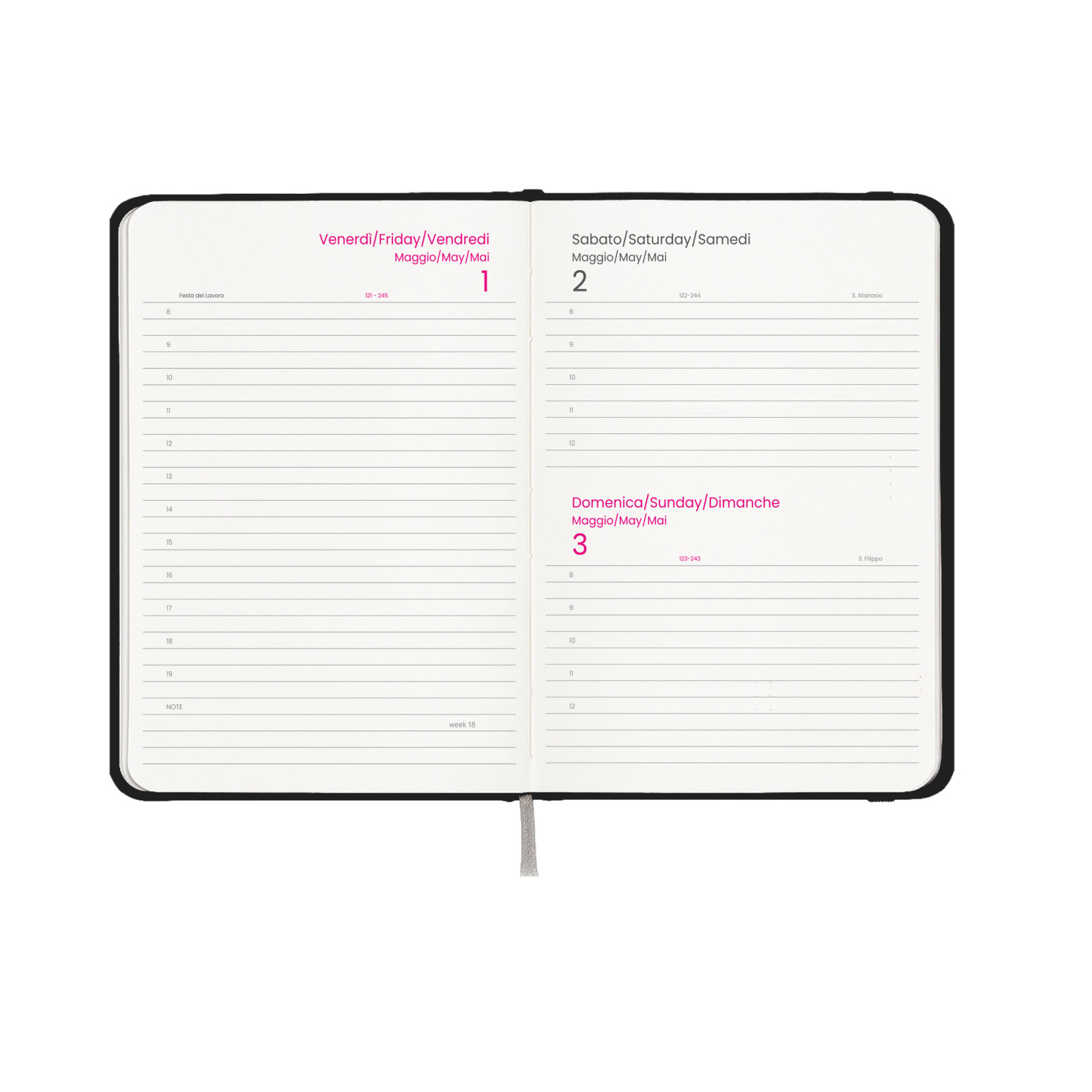 Agenda giornaliera 2027, copertina rigida in cartoncino laminato