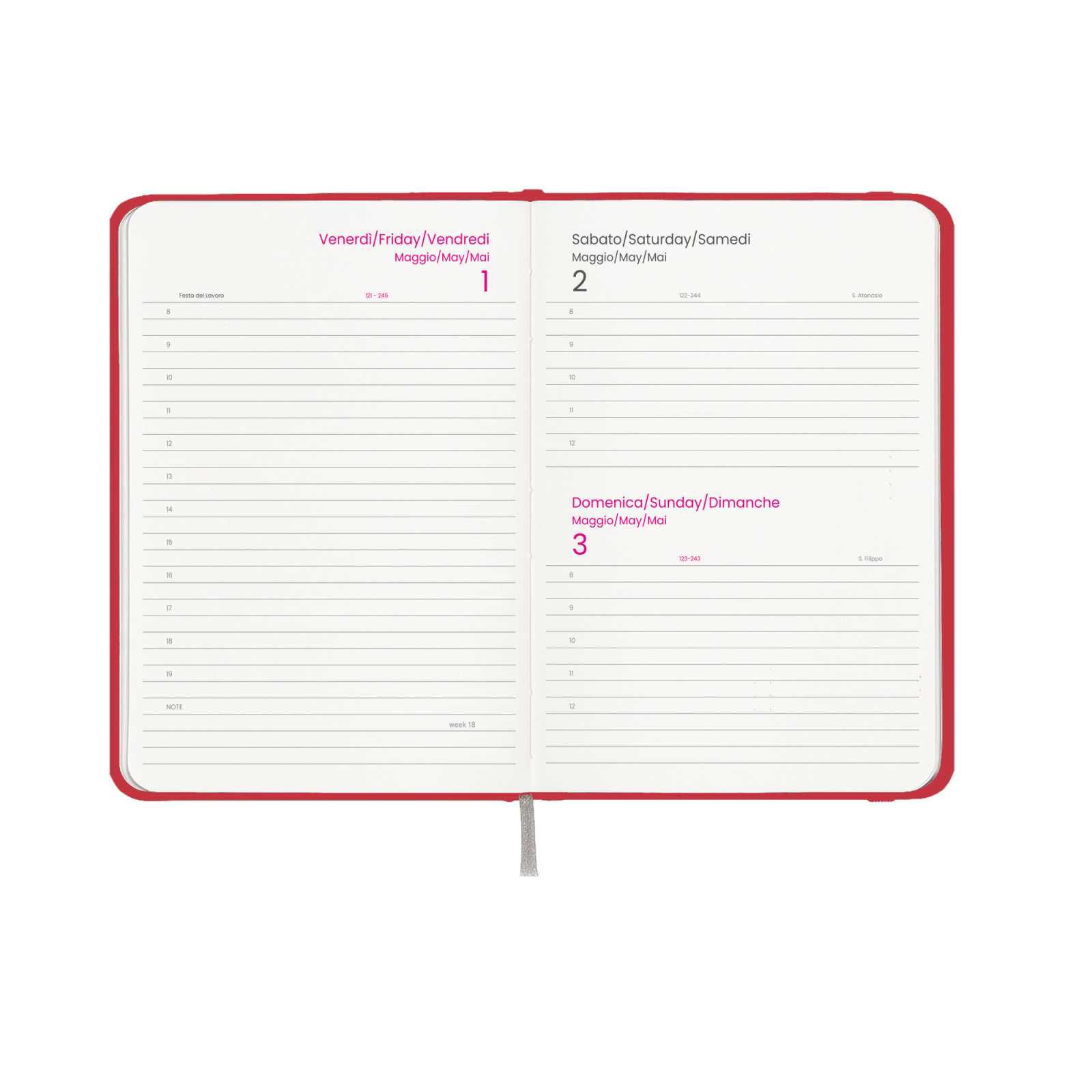 Agenda giornaliera 2027, copertina rigida in cartoncino laminato