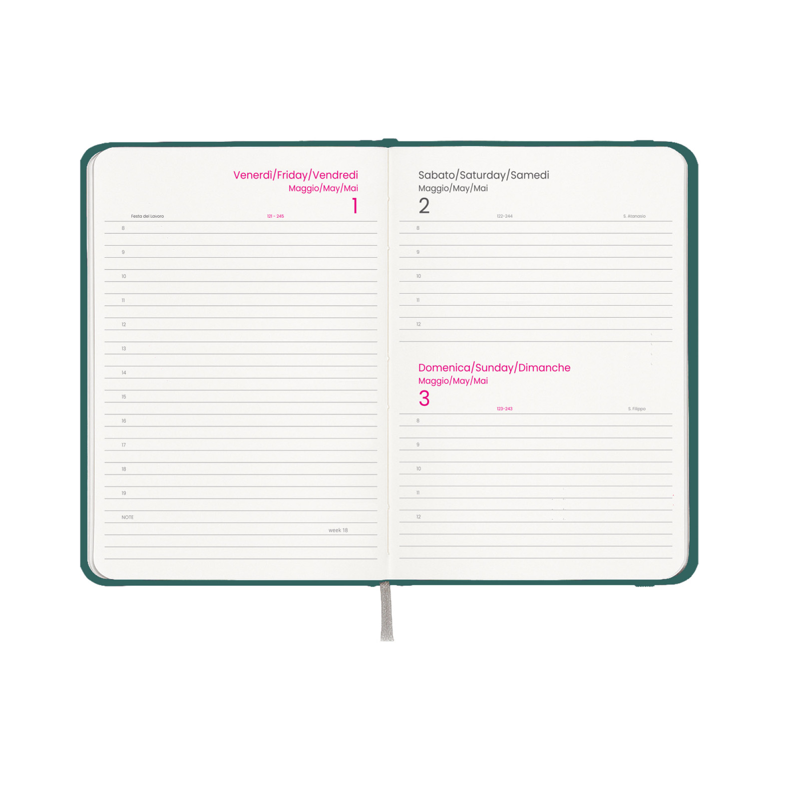 Agenda giornaliera 2027, copertina rigida in cartoncino laminato