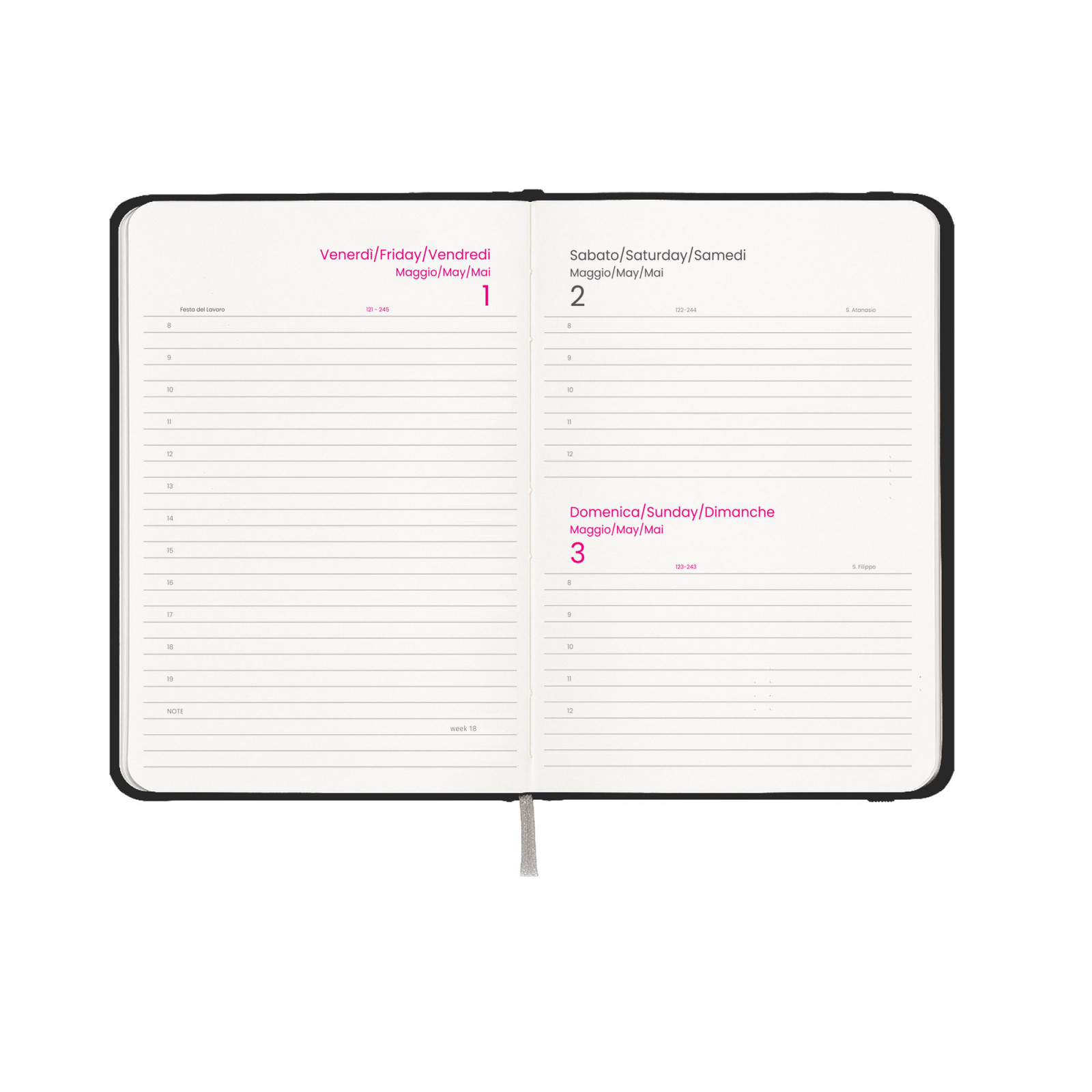 Agenda giornaliera 2027, copertina rigida in cartoncino laminato