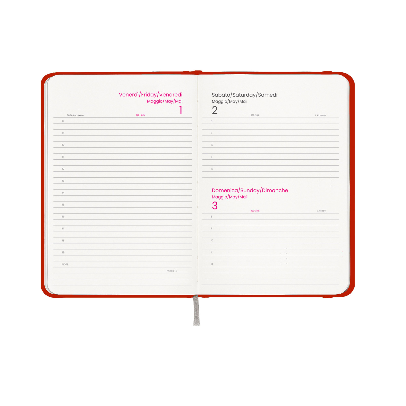 Agenda giornaliera 2027, copertina rigida in cartoncino laminato