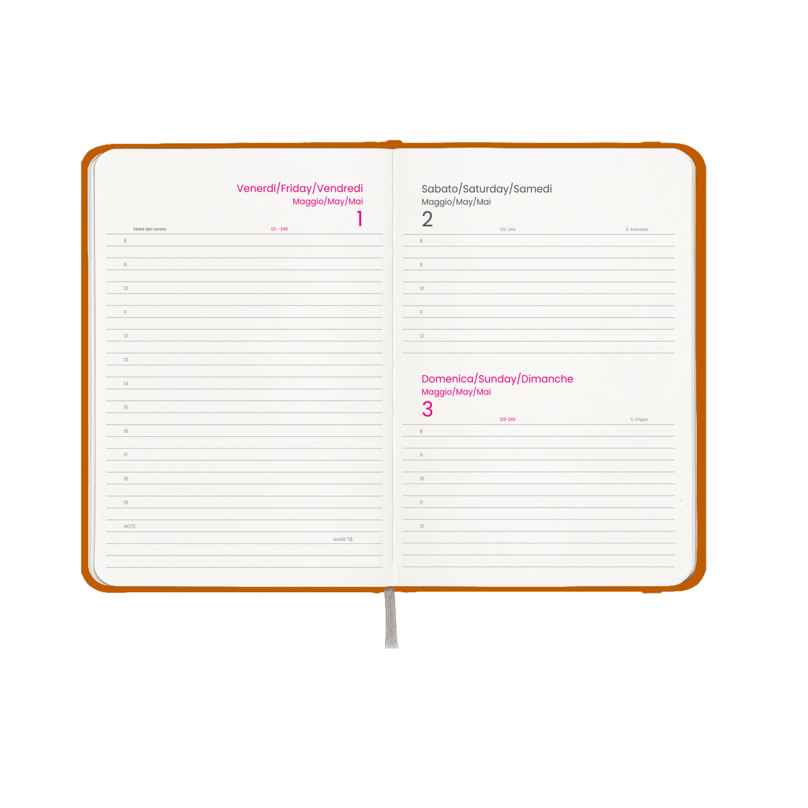 Agenda giornaliera 2027, copertina rigida in cartoncino laminato