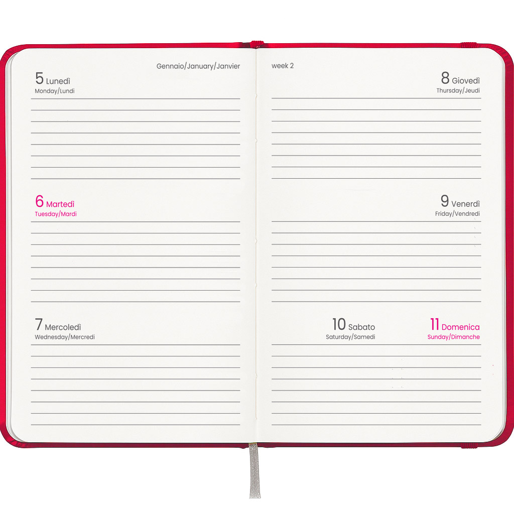 Agenda tascabile settimanale 2027, copertina rigida in cartoncino laminato