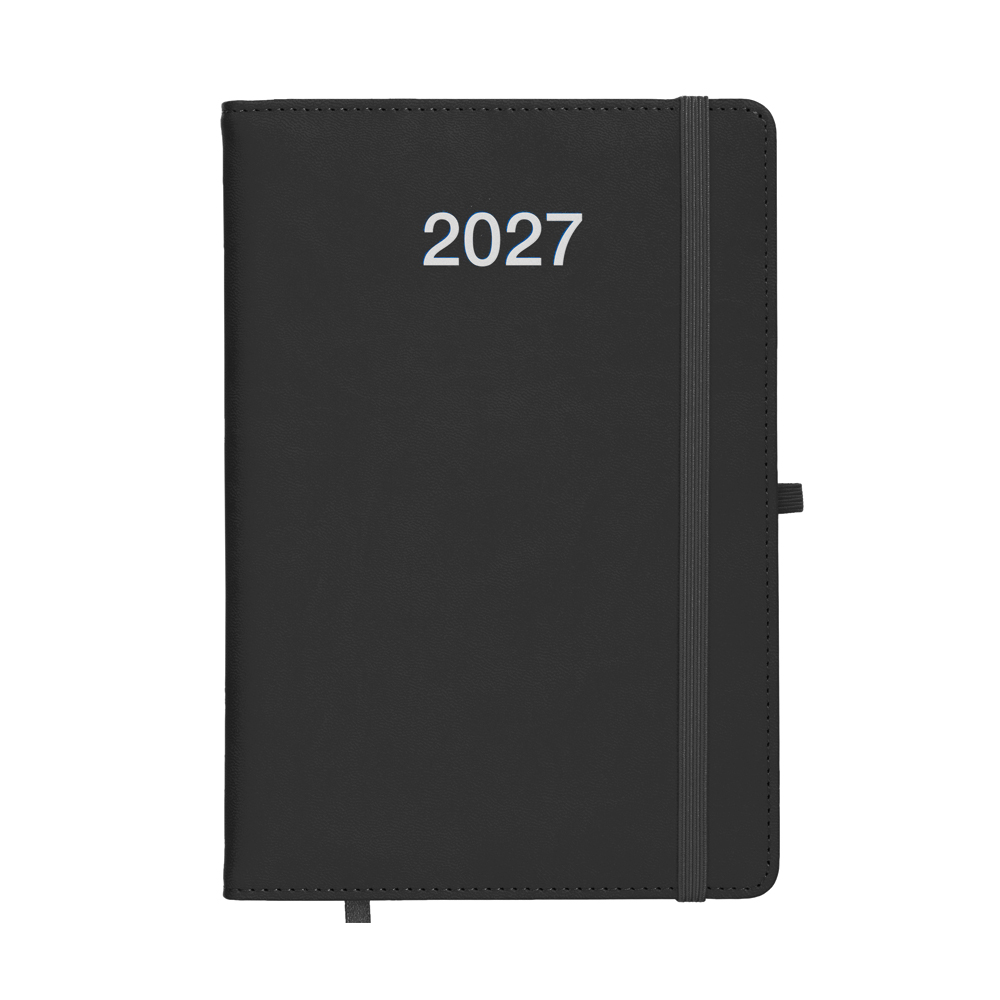 Agenda giornaliera 2027, copertina rigida in PU termovirante con impuntura perimetrale