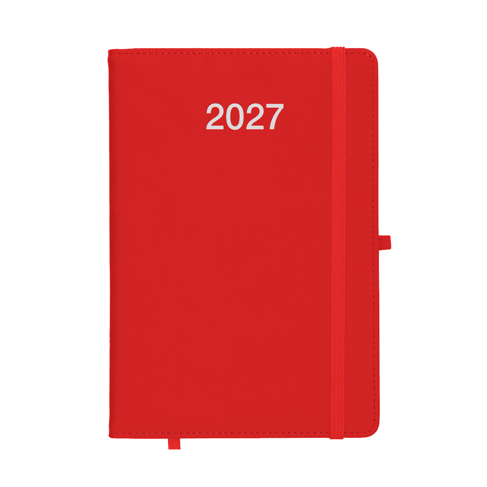Agenda giornaliera 2027, copertina rigida in PU termovirante con impuntura perimetrale