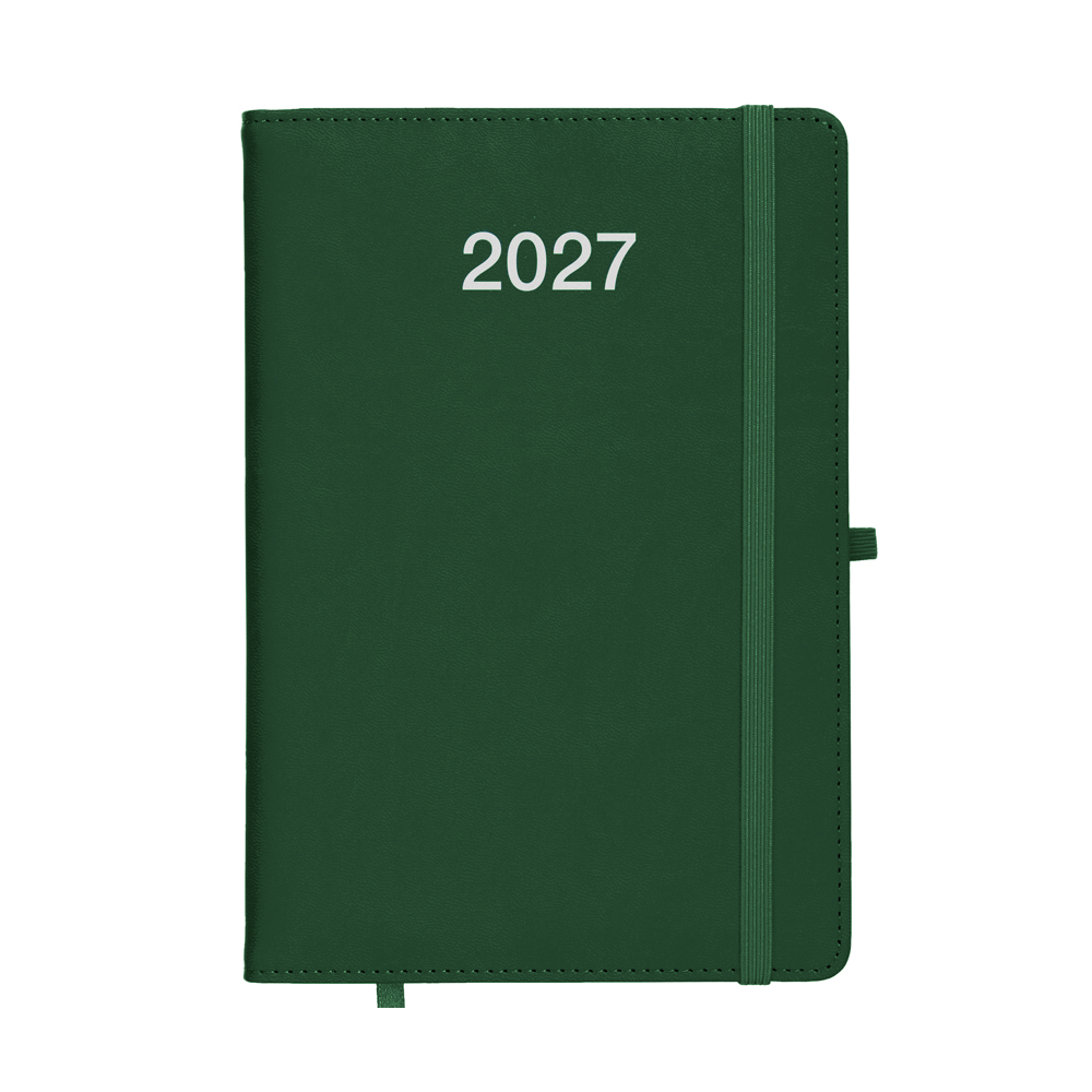 Agenda giornaliera 2027, copertina rigida in PU termovirante con impuntura perimetrale