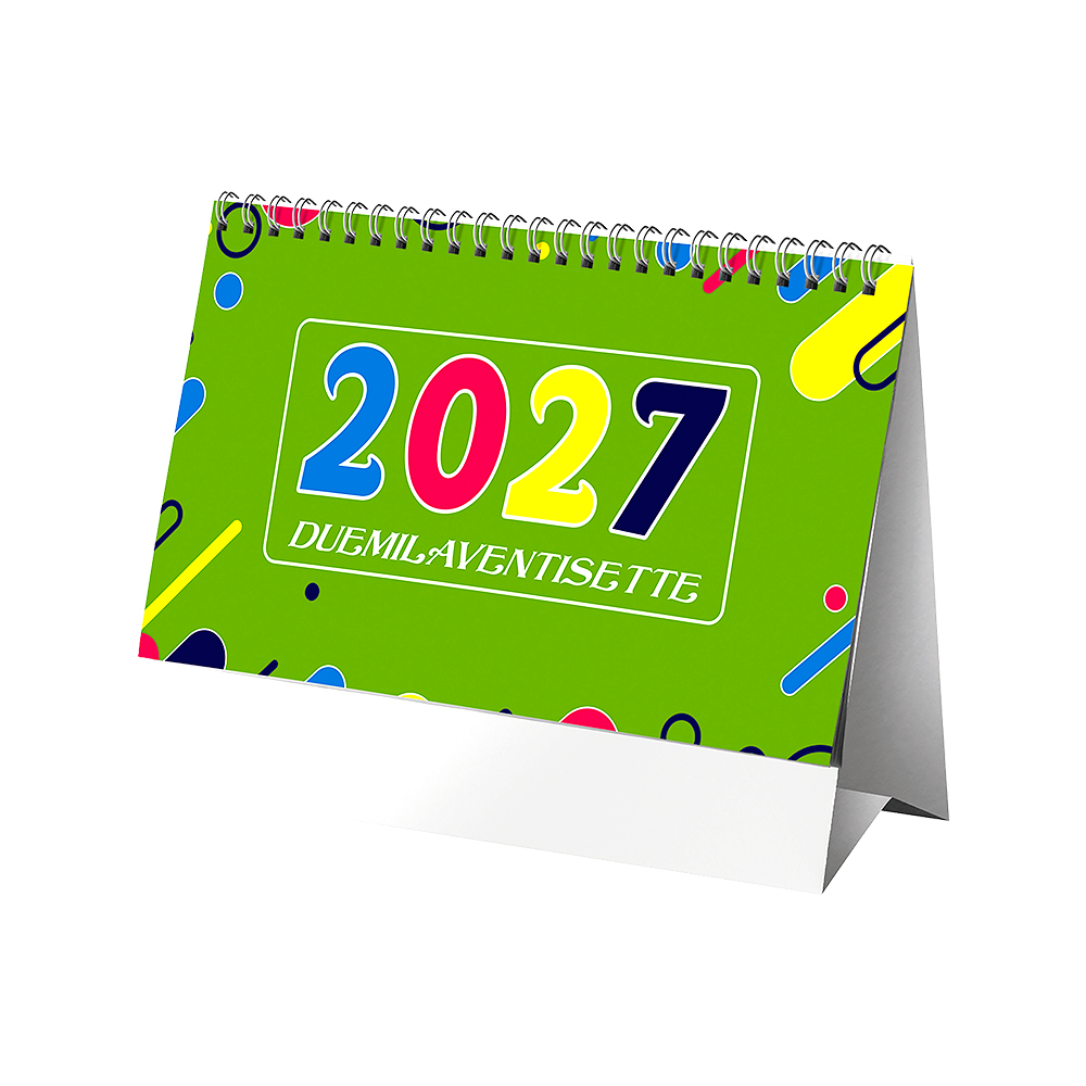 Calendario 2027 da tavolo mensile multicolore, 13 fogli su carta patinata opaca