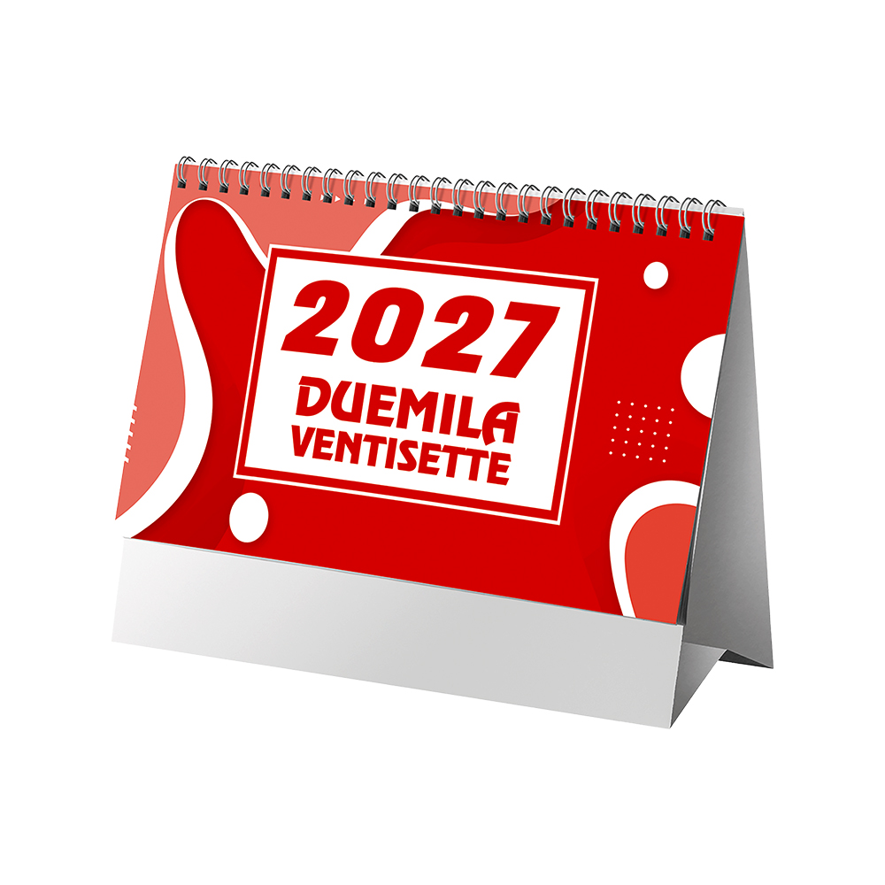 Calendario 2027 da tavolo mensile bicolore, 13 fogli su carta patinata opaca