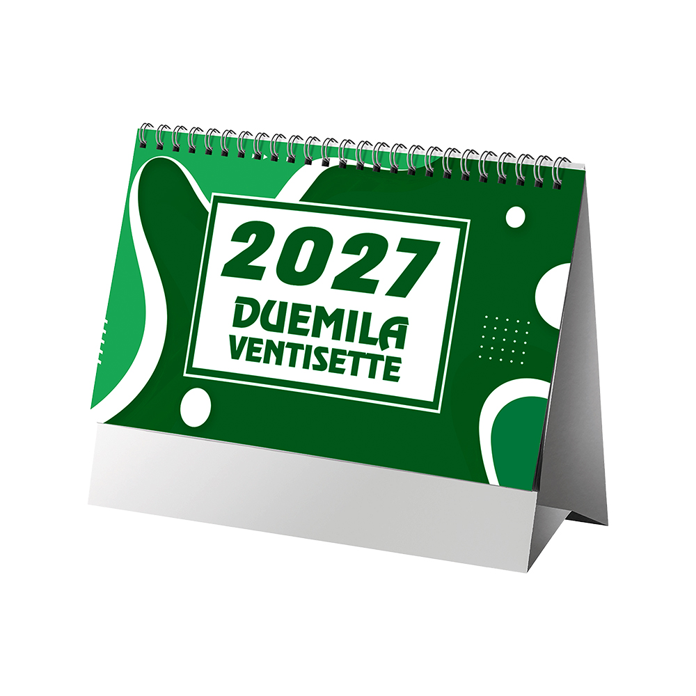 Calendario 2027 da tavolo mensile bicolore, 13 fogli su carta patinata opaca