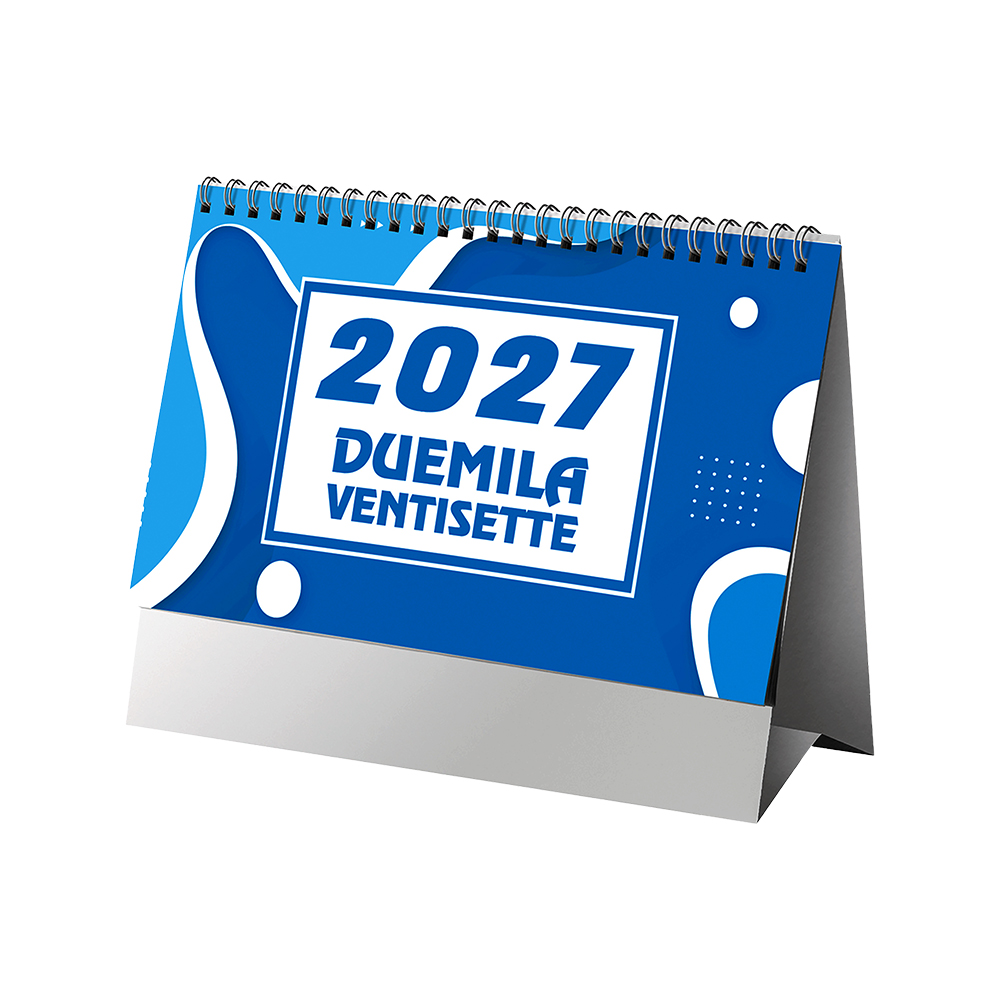 Calendario 2027 da tavolo mensile bicolore, 13 fogli su carta patinata opaca