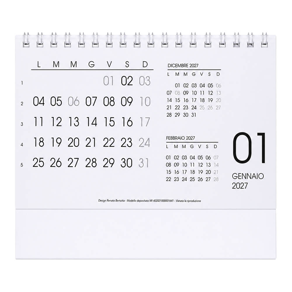 Calendario 2027 da tavolo mensile, 13 fogli