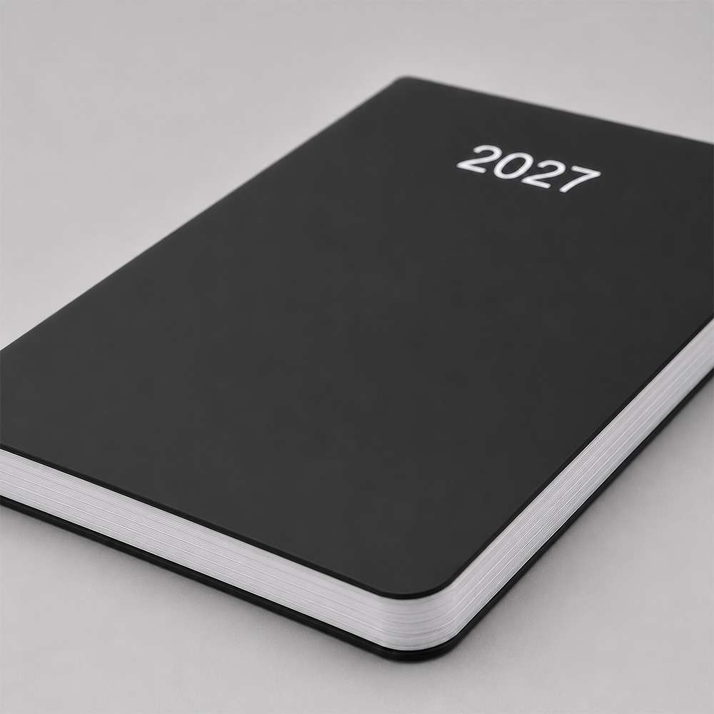 Agenda giornaliera 2027. Copertina flessibile in soft PU e bordo pagine colorato