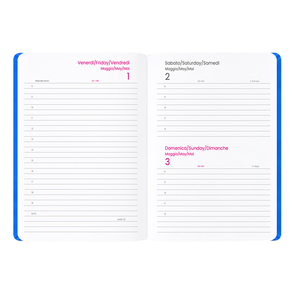 Agenda giornaliera 2027. Copertina flessibile in soft PU e bordo pagine colorato