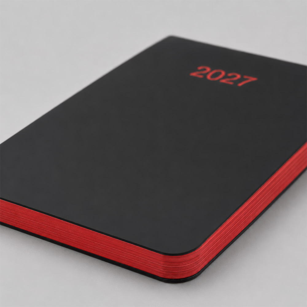 Agenda tascabile settimanale 2027. Copertina flessibile in soft PU e bordo pagine colorato