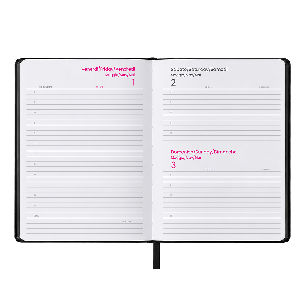 Agenda giornaliera 2027. Copertina rigida in termo PU e bordo pagine colorato