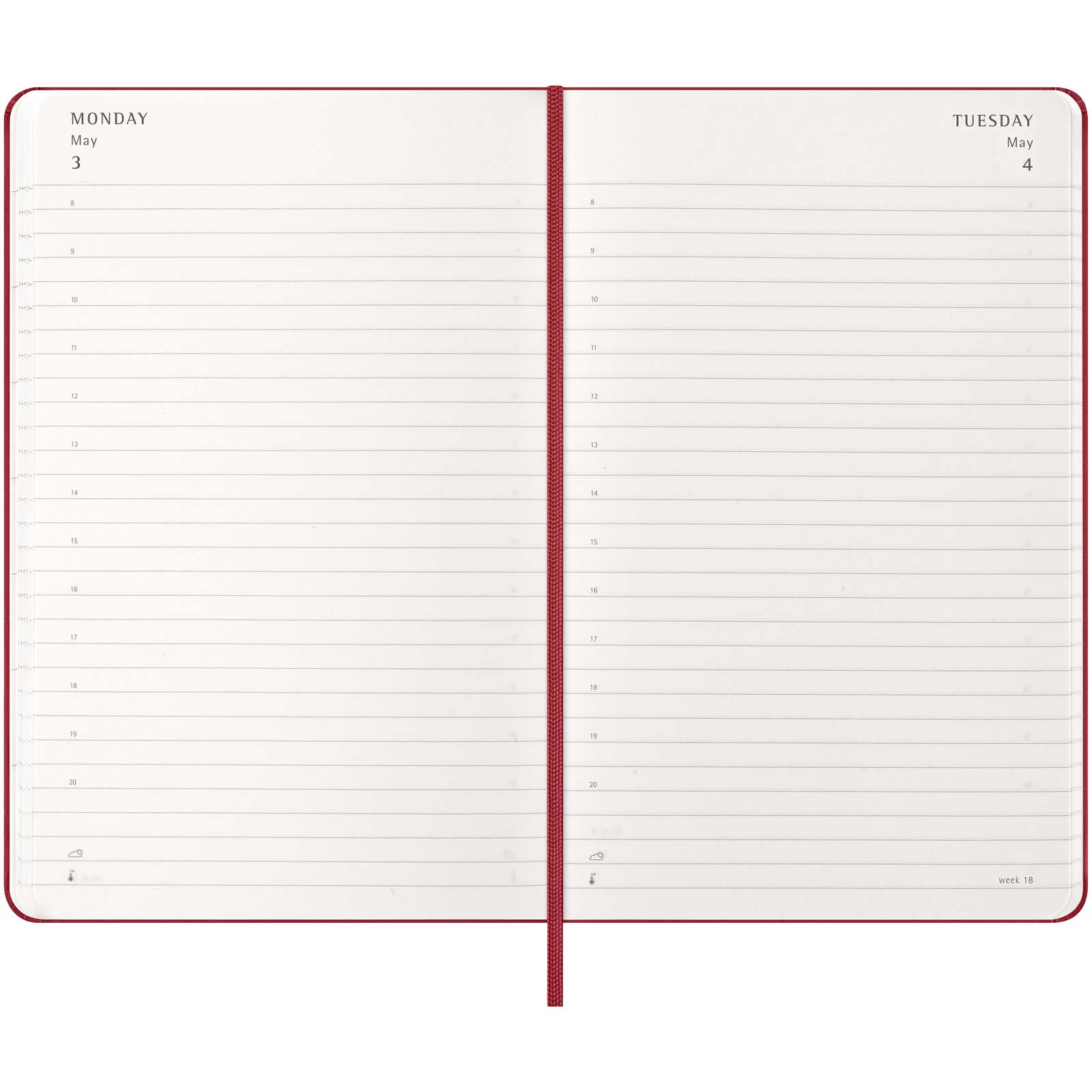 Agenda giornaliera 12 mesi con copertina rigida Moleskine