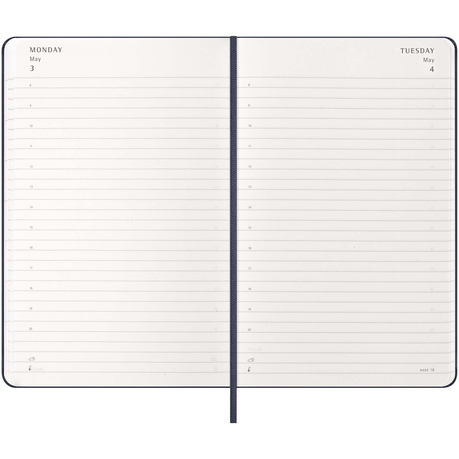 Agenda giornaliera 12 mesi con copertina rigida Moleskine