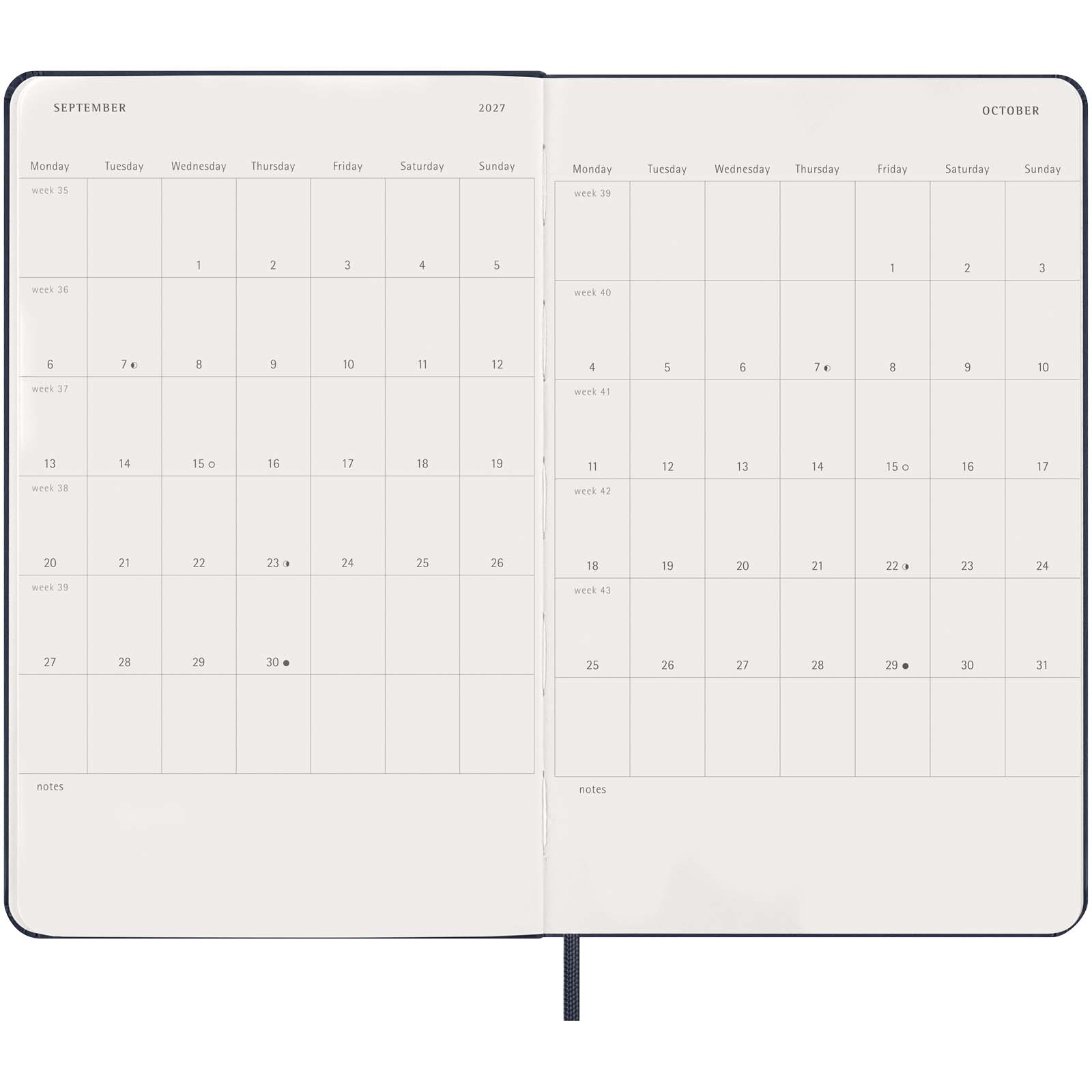 Agenda giornaliera 12 mesi con copertina rigida Moleskine