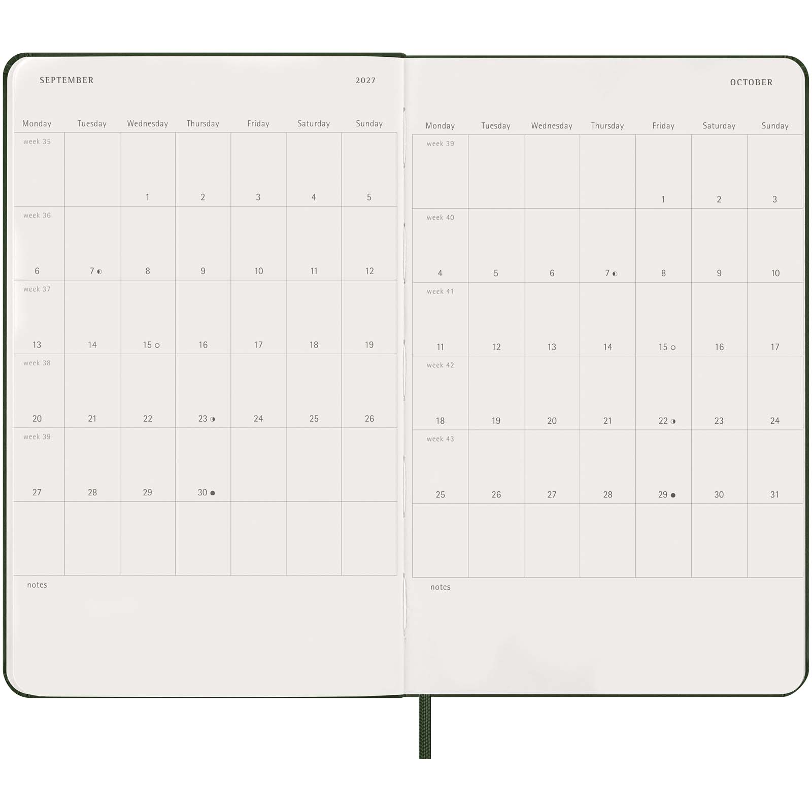 Agenda giornaliera 12 mesi con copertina rigida Moleskine