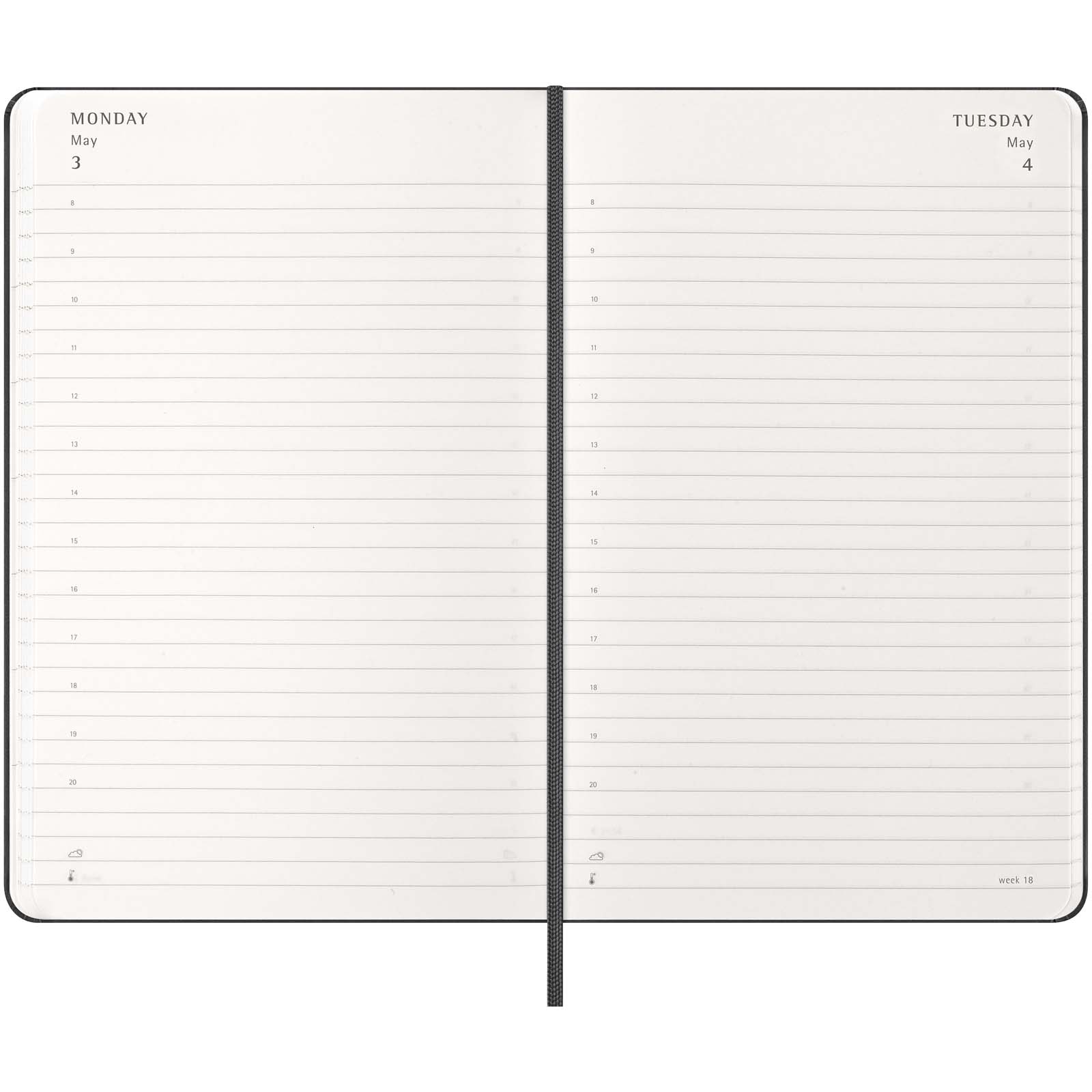 Agenda giornaliera 12 mesi con copertina rigida Moleskine