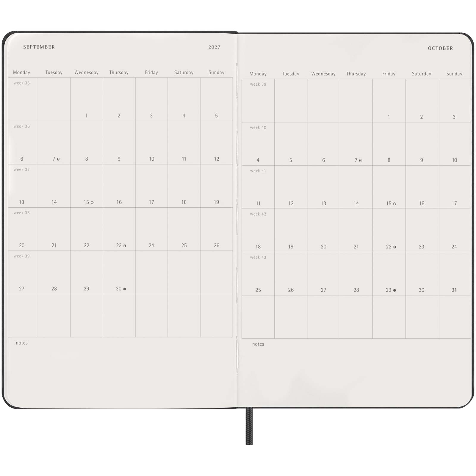 Agenda giornaliera 12 mesi con copertina rigida Moleskine