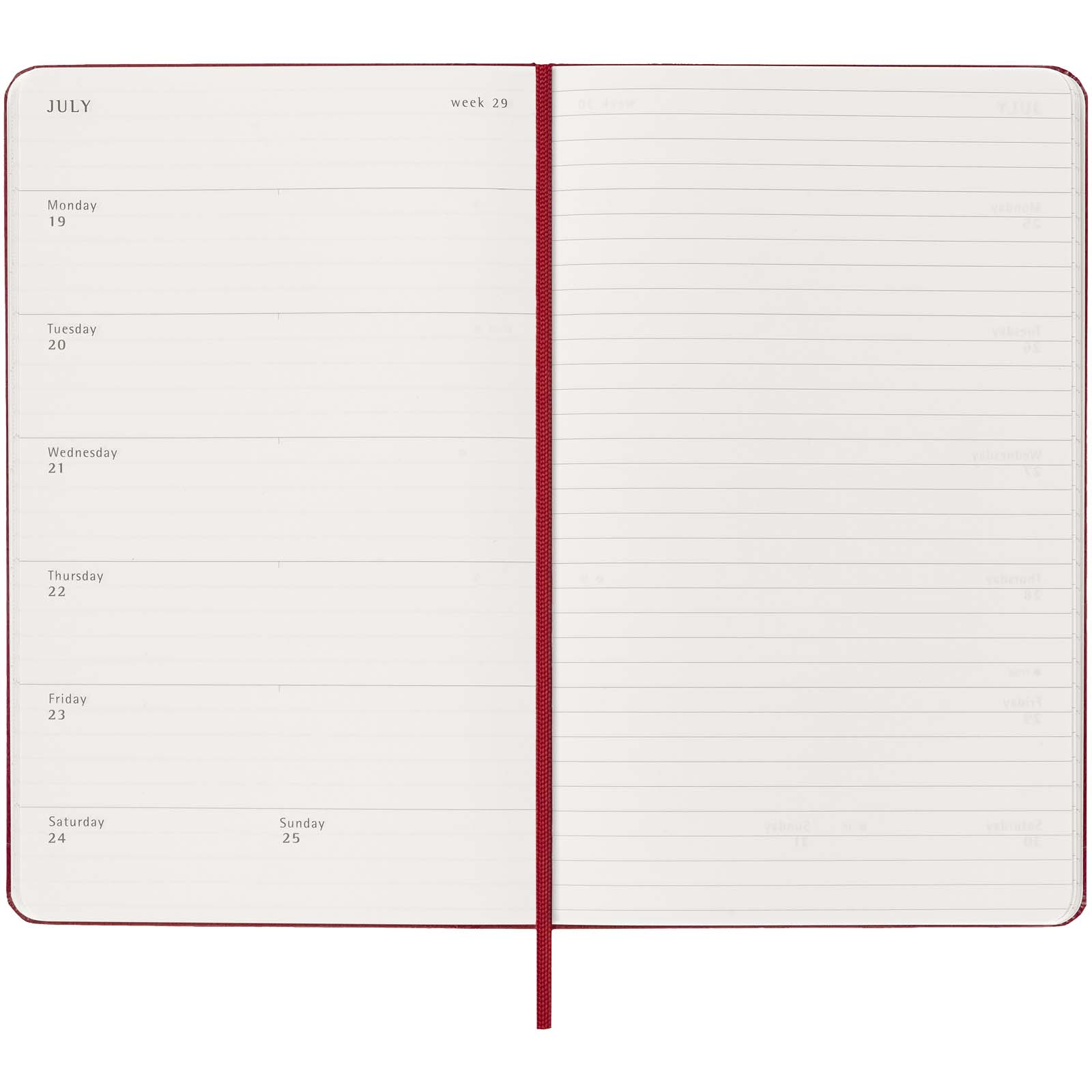 Agenda settimanale 12 mesi formato L con copertina rigida Moleskine