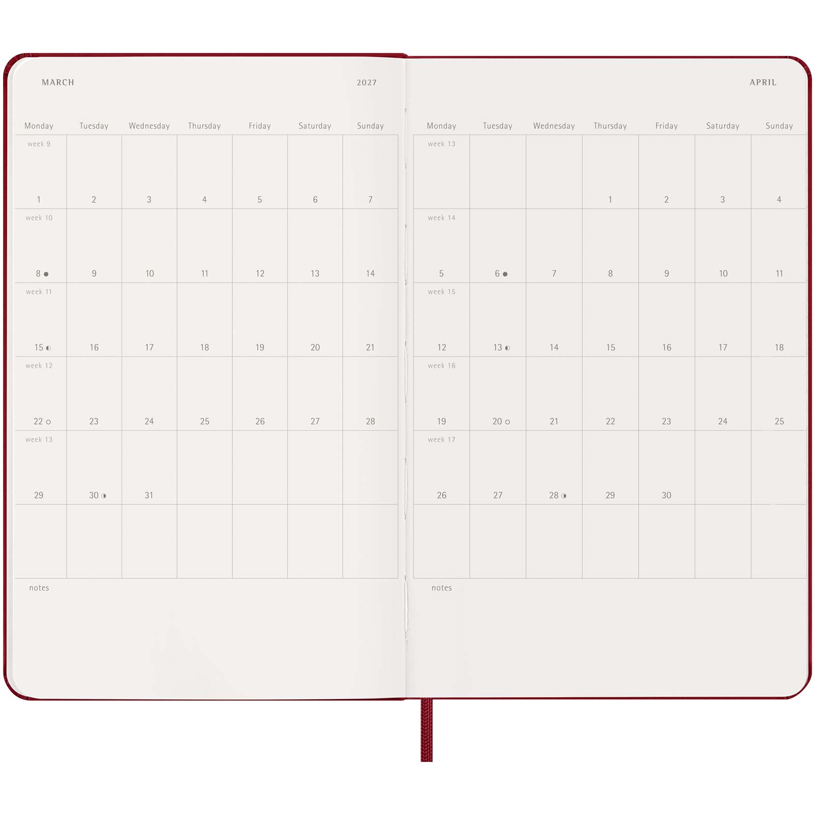 Agenda settimanale 12 mesi formato L con copertina rigida Moleskine