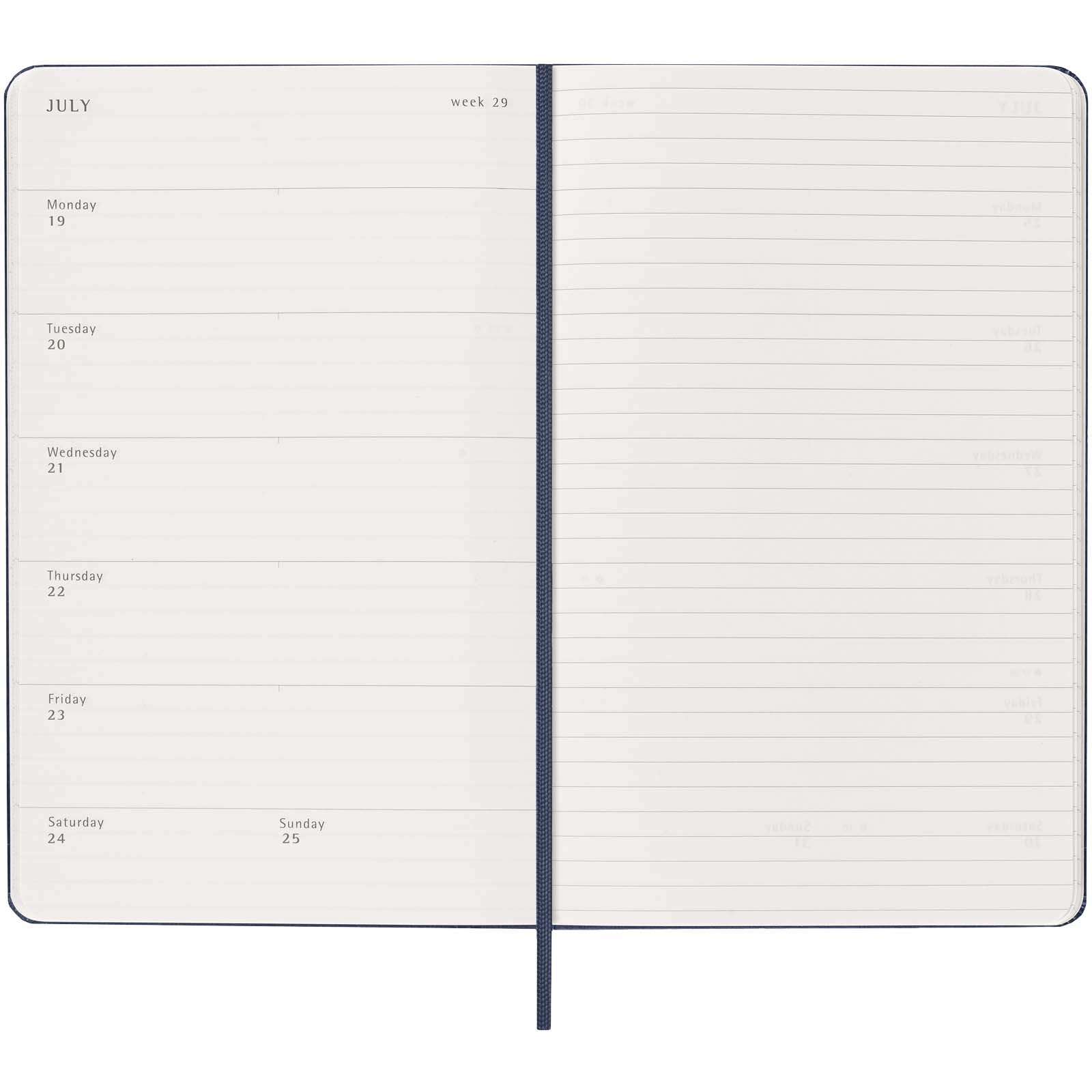 Agenda settimanale 12 mesi formato L con copertina rigida Moleskine